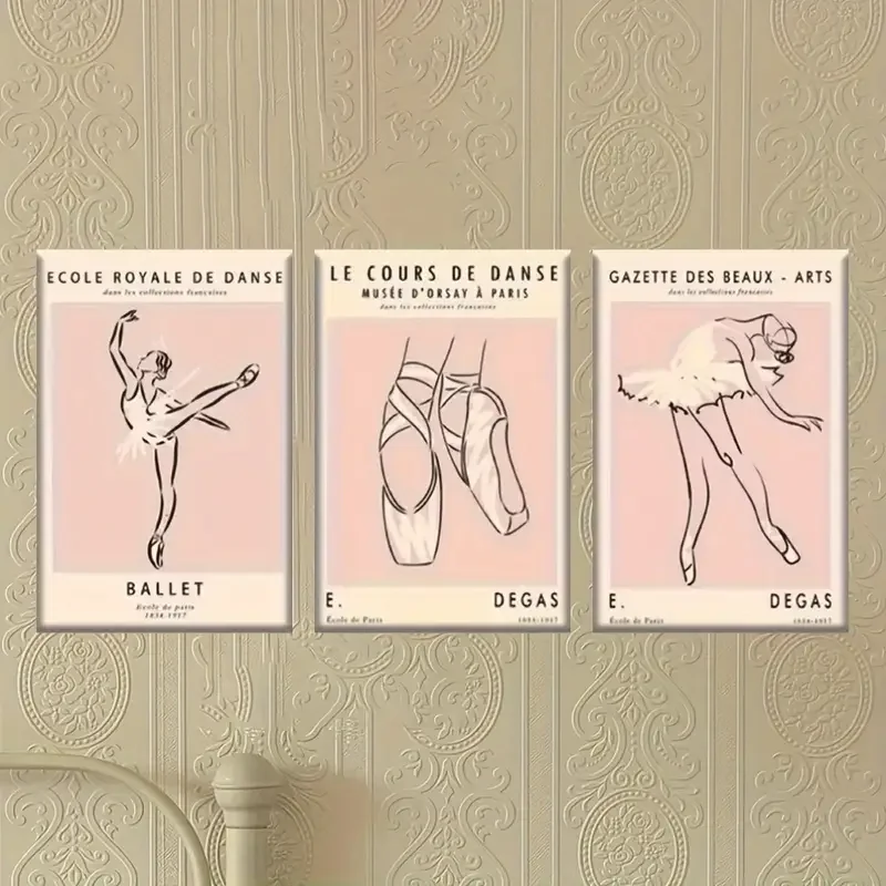 [2D Flat] 3pcs/Set, Decorative Painting--Unframed 2D Flat, a Poster with Four Different Types of Ballet, Living Room, Office, Ba