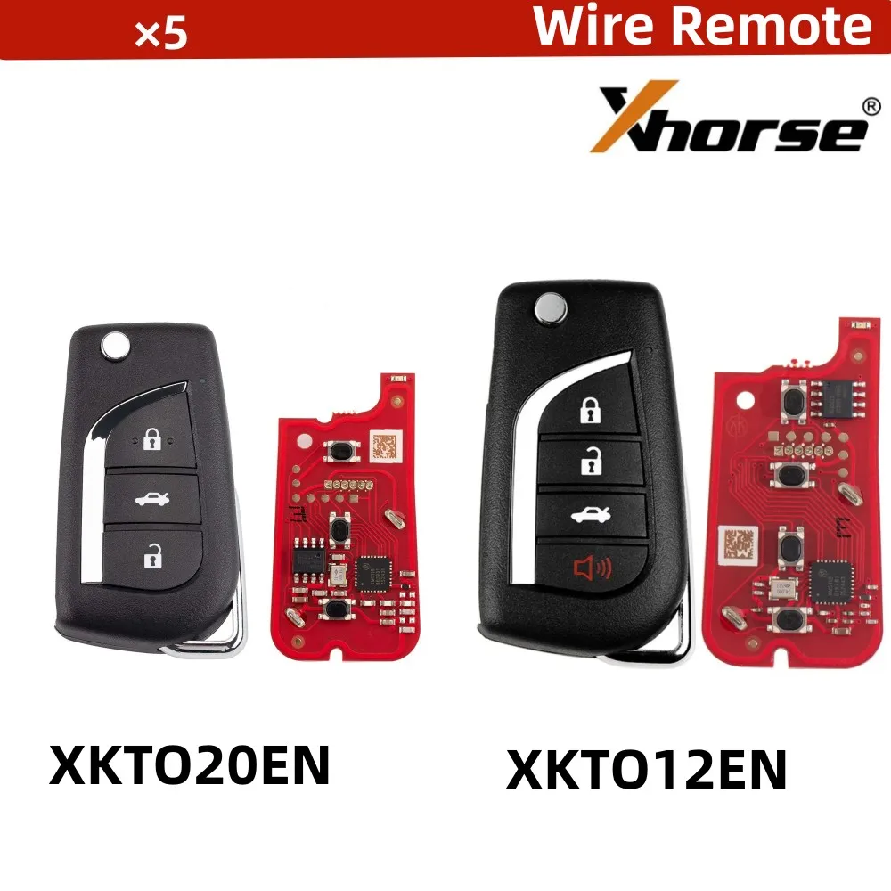 Проводной пульт дистанционного управления Xhorse 2-го поколения VVDI для Toyota, серия XK, 3/4 кнопки, модели XKTO20EN, XKTO12EN, совместим с VVDI Key Tool.