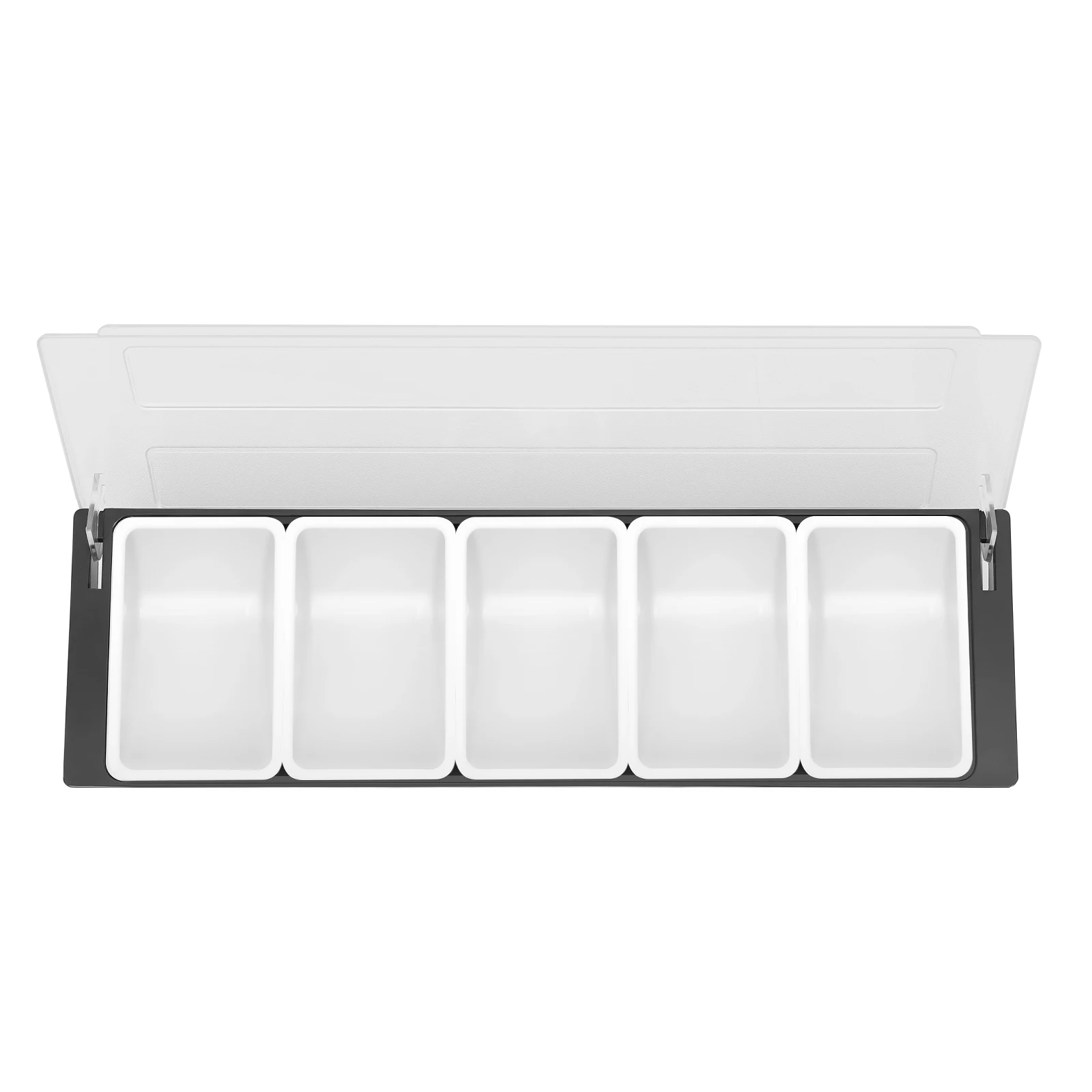 Condiment Tray Bar Caddy 3/4/5 Compartments Garnish Station Food Tray Bar Holder for Restaurant Buffet and Barbecue Summer