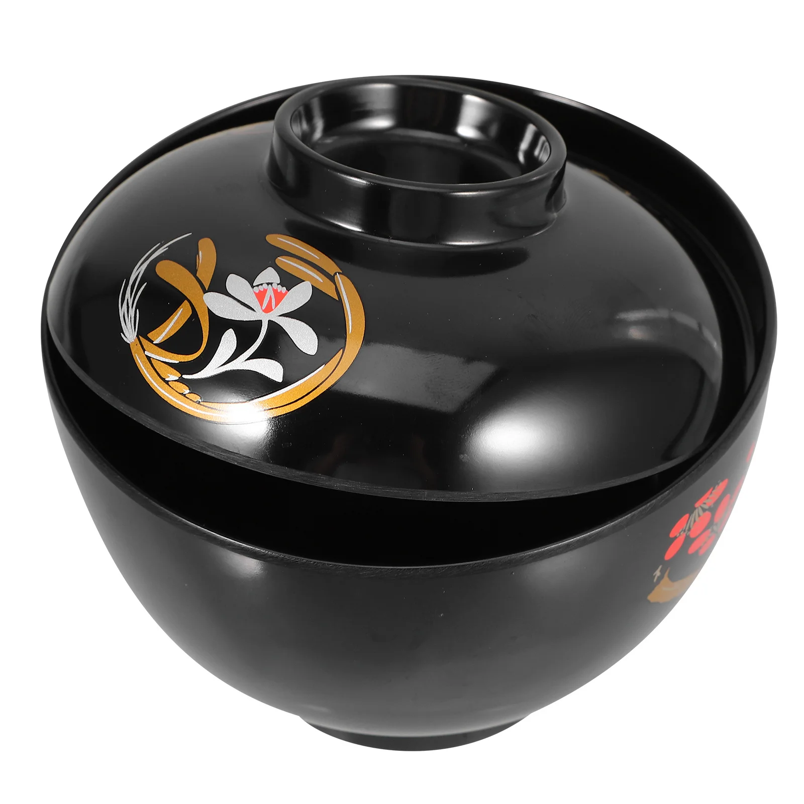 Japanese Soup Bowl Traditional Lidded Food Container Lightweight Non-Slip Kitchen Dining Rice Bowl for Home Restaurant Use