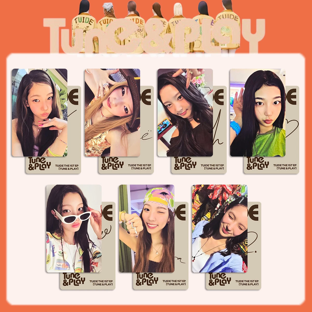 Latest KPOP New Girl Group TUIDE Mini Album TUNE&PLAY Surrounding Stars Photo Cards LOMO Cards Toy Stickers Fan Gifts