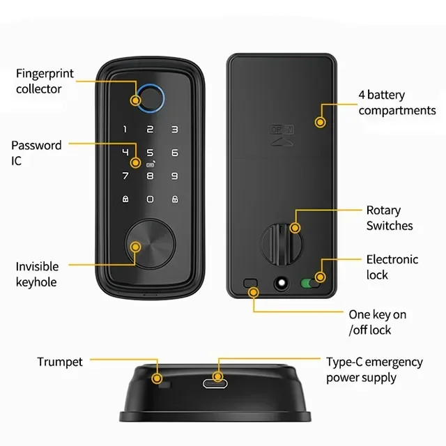 Serrure de porte intelligente en alliage de zinc, petite taille TTLock, Tuya, WIFI, numérique, automatique, 2,2 à pêne dormant électronique, empreinte digitale