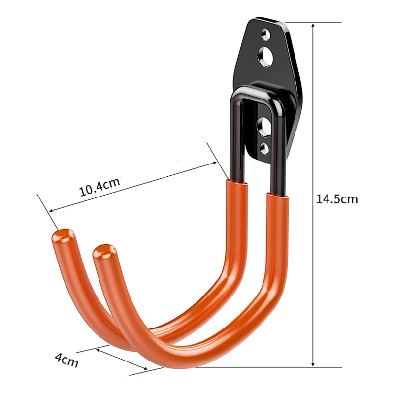 Metal Wall Mounted Hangers Bike Storage Hooks Big Size Double Metal Hooks with Screws For Ladders Garden Tool Garage Hooks