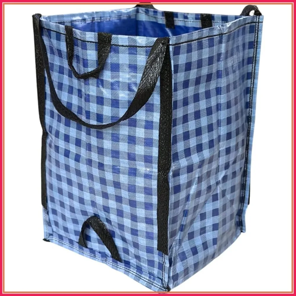

48-Gallon Heavy Duty Home and Yard Bags, Reusable Self-Standing Lawn and Leaf Bags with Reinforced Handles, 3 Pack
