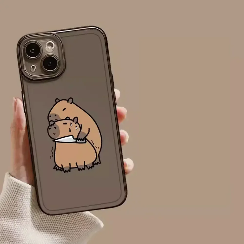 Cute Capybara Phone Case for IPhone 16 15 14 13 12 11 Pro Max Mini X XS MAX 7 8 Plus Fundas Funny Animal Transparent Soft Covers