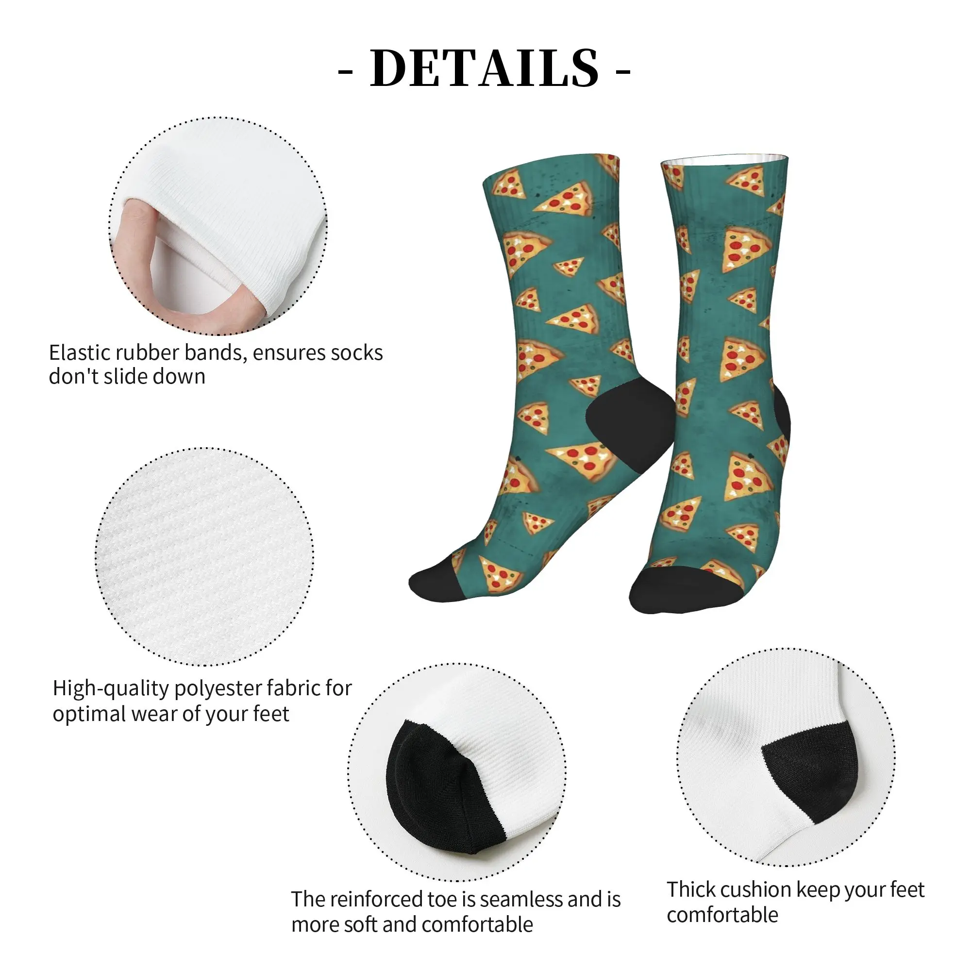 Cool Pizza Slices Vintage Green Socks Non-Slip Stockings Adults Men Breathable Running Sports Socks Winter Harajuku Design Socks