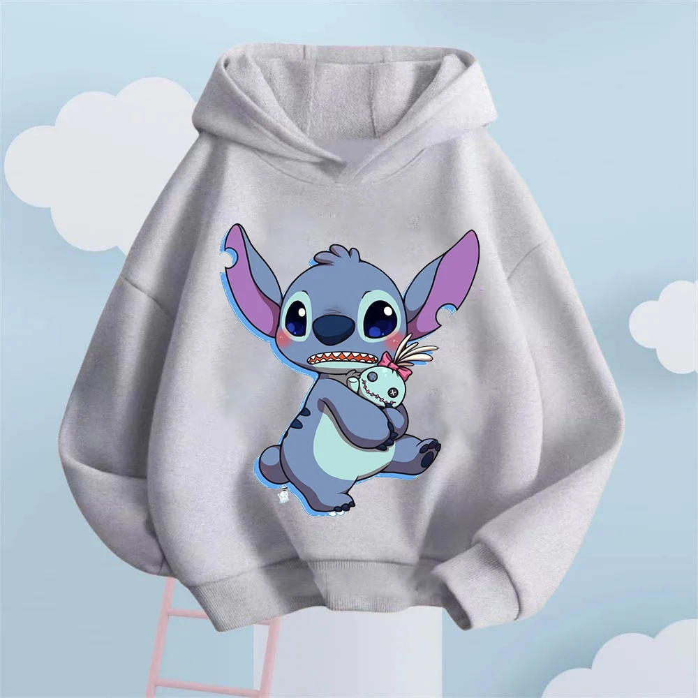 Cute Stitch cartoon hoodie for kids Kawaii designs long-sleeved winter sweatshirt fashion warm children\'s tops for Disney