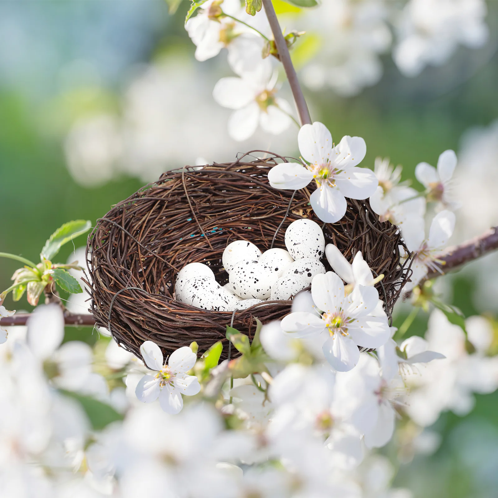 

5Pcs Simulation Bird Nests with 12 Artificial Eggs Easter Decor Lifelike Design Craftsmanship for Garden Birds Nest