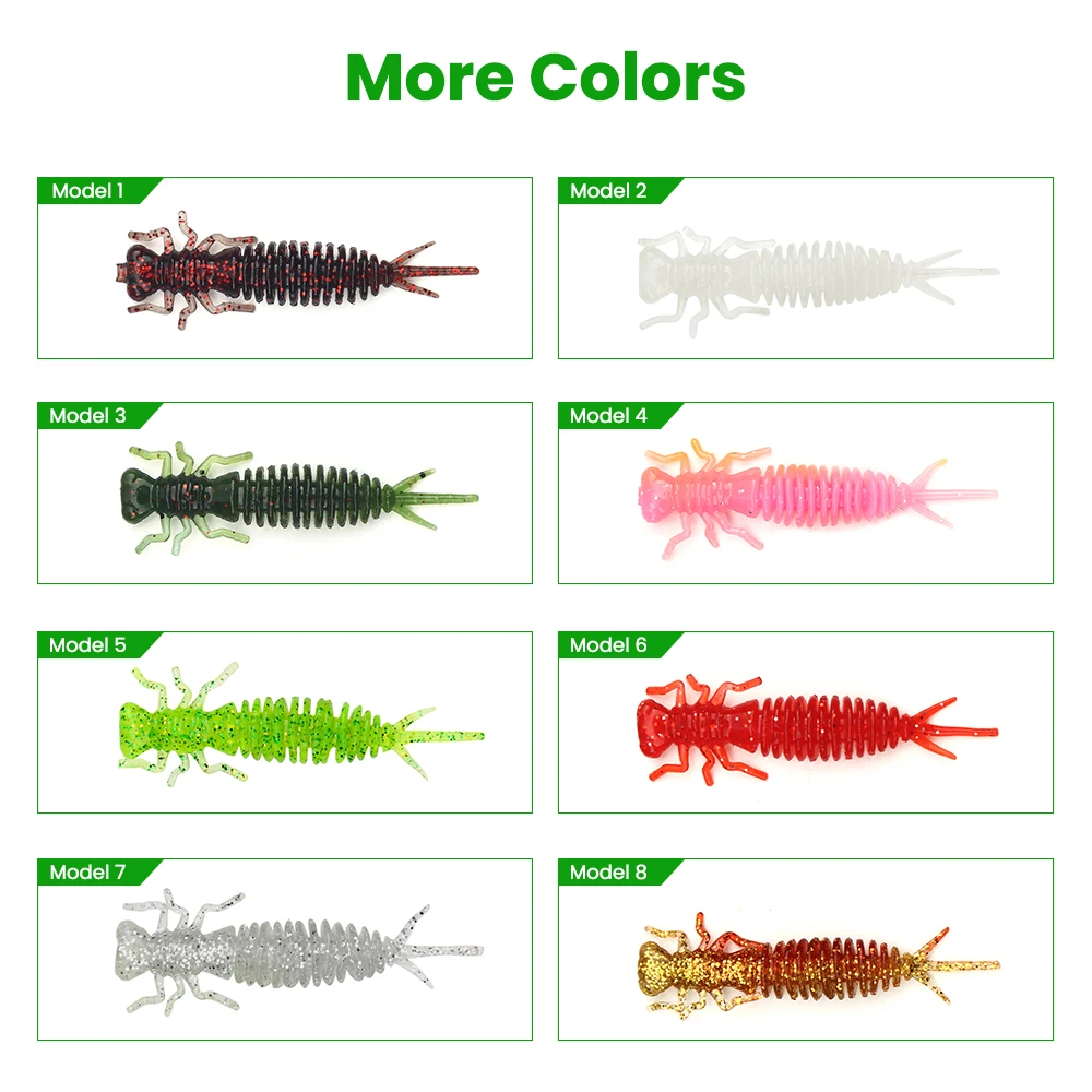 DNDYUJU Larve 20 teile/los 55mm 1,4g Libelle Weiche Angeln Wurm Köder Jigging Köder Angeln Köder Künstliche Tackles lockt