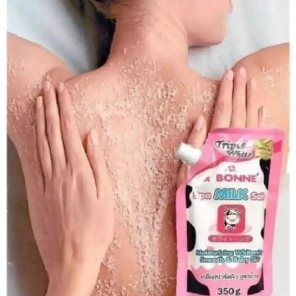 ملح استحمام للتنظيف والتقشير من BONNE SPA 350 جرام ملح استحمام مقشر حليب ليمون زبادي جل استحمام تايلاندي