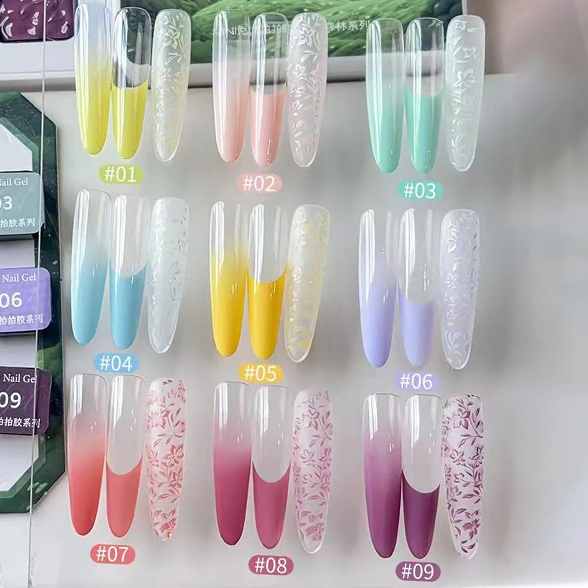 1 st 9 grid effen kloppen gel nagellak dopamine macaron lijm 3D snoep kleur uv & led nail art ontwerp creatie diy lente winter