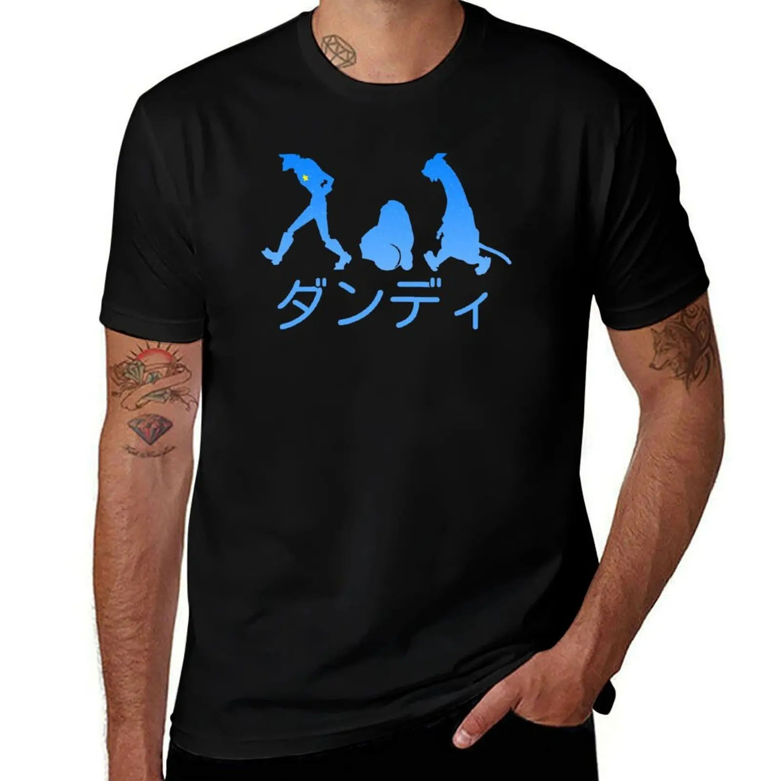 Space Dandy Silhouette Dandy (Blue) T-Shirt Casual Loose Short Sleeve Tee for Men T-Shirt
