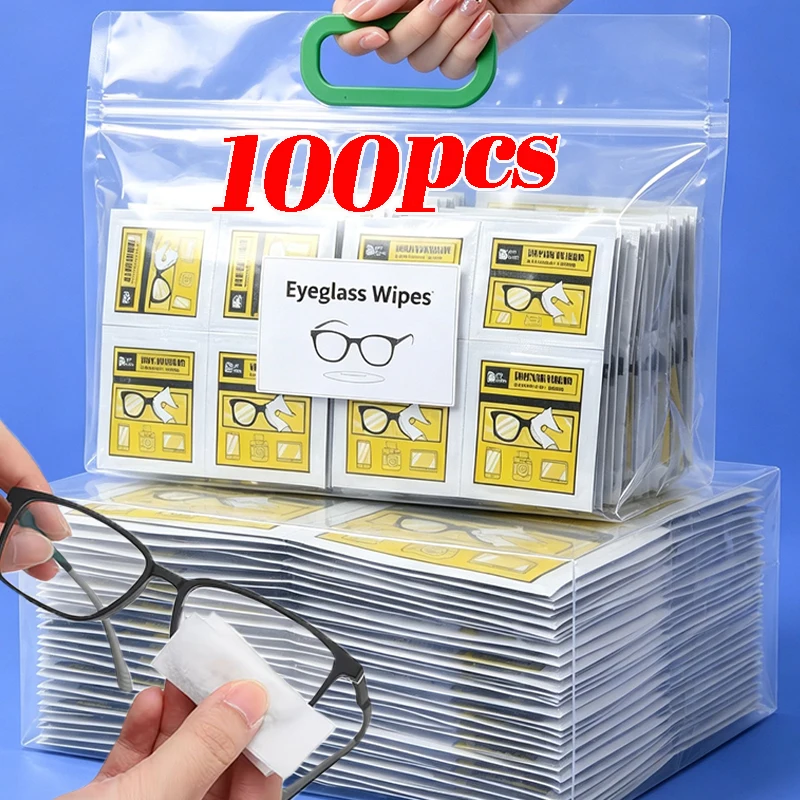 10/100 lingettes jetables anti-buée pour lunettes, lingettes non alcoolisées pour nettoyer les lentilles, lingettes anti-buée pour écran de téléphone portable et lentilles