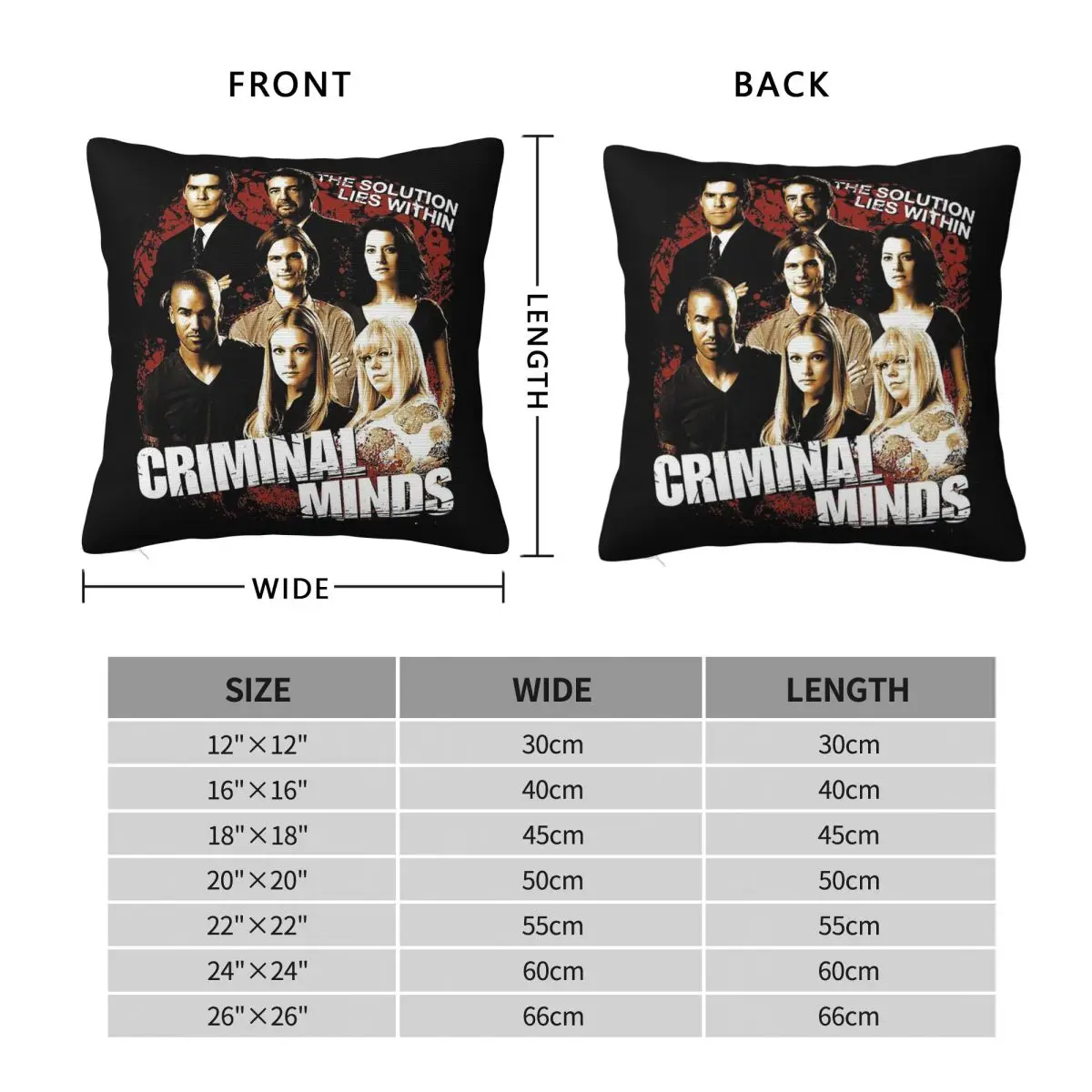 Criminal Minds Series Square Pillowcase Polyester Linen Velvet Pattern Zip Decorative Throw Pillow Case Bed Cushion Cover 18