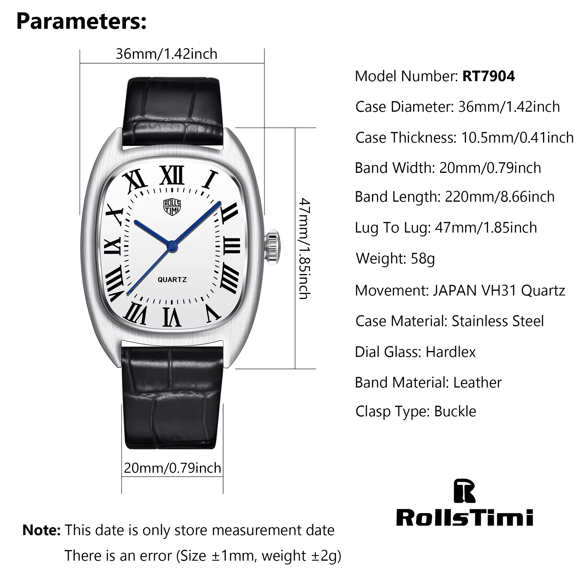 Rollstimi-メンズオーバルレザークォーツウォッチ,トップブランド,ラグジュアリー,ギフト,防水,vh31,新品,2022