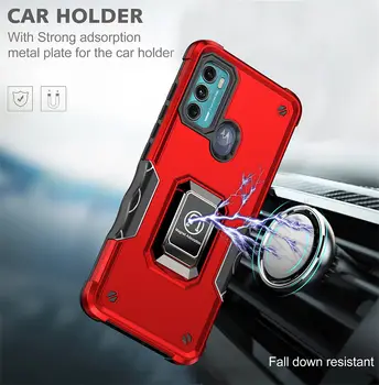適用於摩托羅拉 Moto G60 G30 G20 G10 E20 E30 E40 的豪華矽膠 PC 防震保護殼,帶磁吸金屬環保護後蓋 8 最佳銷售 摩托羅拉 Moto G60 手機殼 - №1