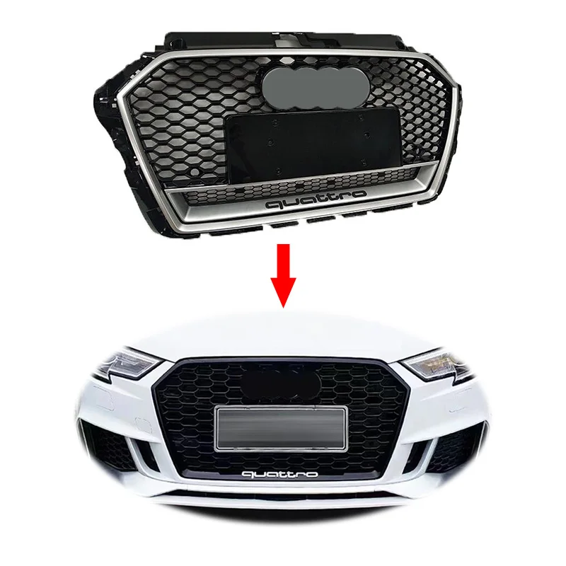 Upgrade To RS S3 Style Front Bumper Grille Grill for A3 2017-2020 Black Grille Car Parts Accessories