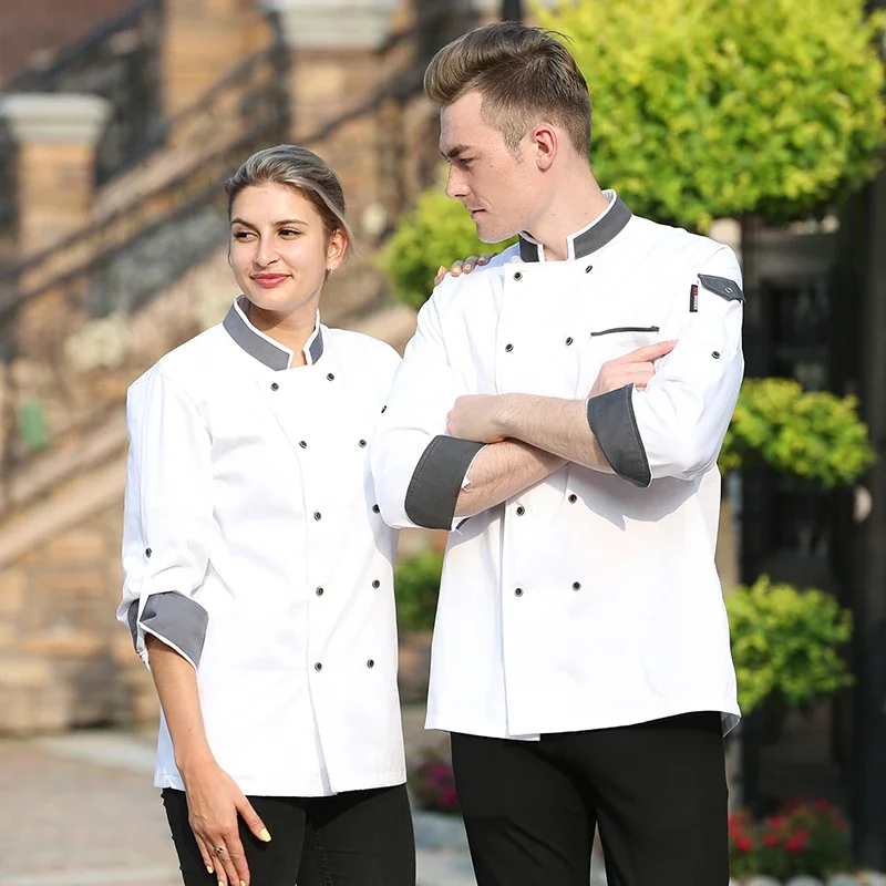 長袖キッチンジャケット制服シェフコートホテル調理服プロのキッチン衣装男シェフホテル衣装作業服
