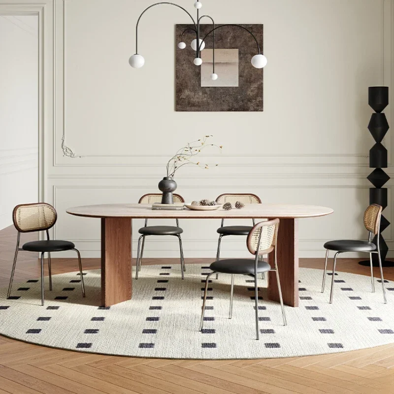 

Designer Living Room White Oval Coffee Table Chairs Kitchen Luxury Dining Reception Tables Service Bord Bwrdd Elegant Dinning