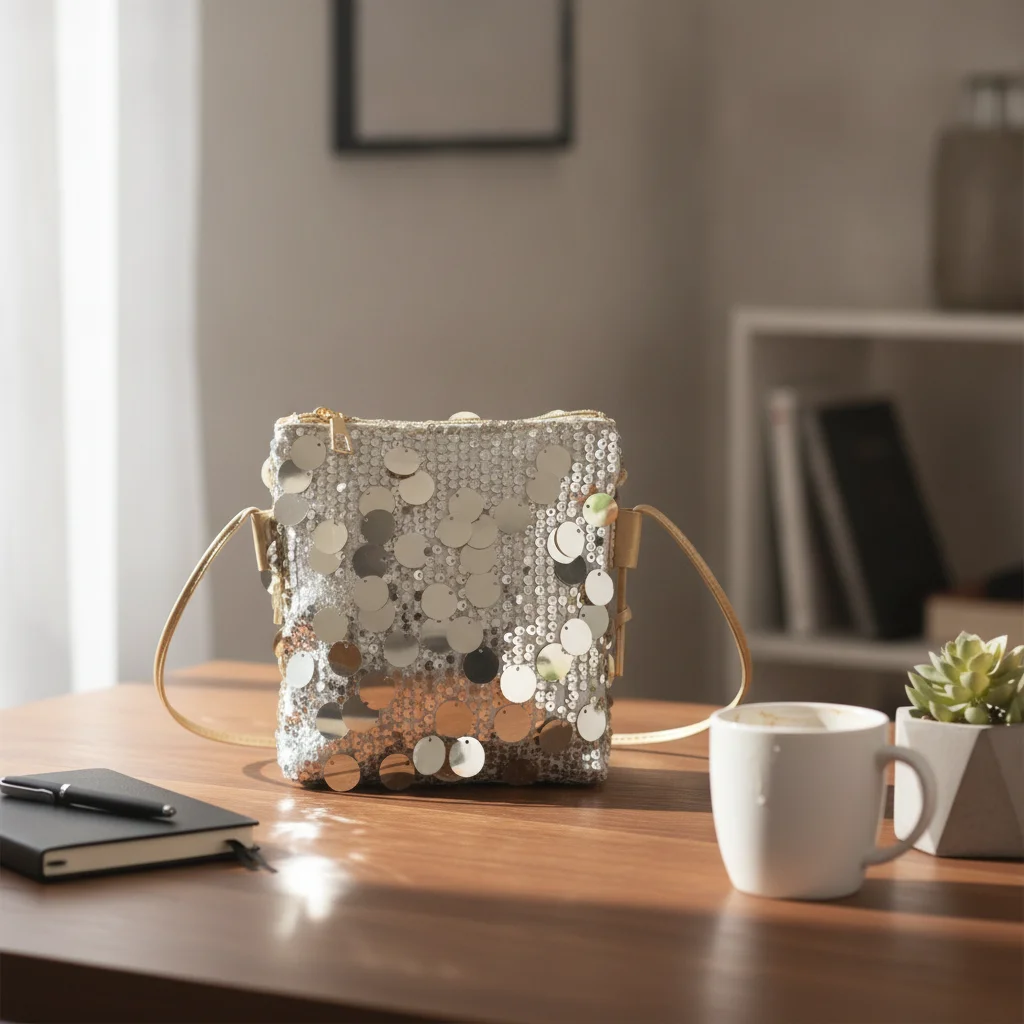 Fashion Sequin Mini Crossbody Bag Women Shiny Square Bag Small Shoulder Purse For Party Wedding