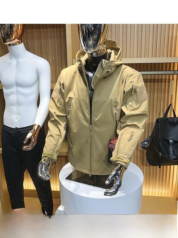 

Тактическая серия, мужское мягкое пальто с капюшоном на подкладке Fce, уличное ветрозащитное водонепроницаемое осенне-зимнее пальто, длинное пальто-стойка...