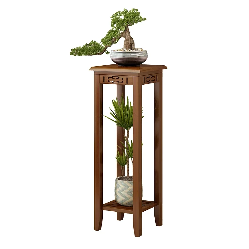 Chinese Antique Flower Racks Floor-to-ceiling Solid Wood Plant Shelves Indoor Living Room and Balcony Vintage Plant Holder