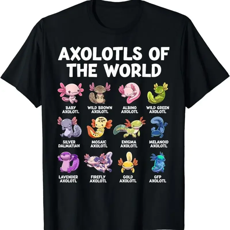 Axolotls Of The World Kawaii Types Axolotl Fish Amphibian T Shirt