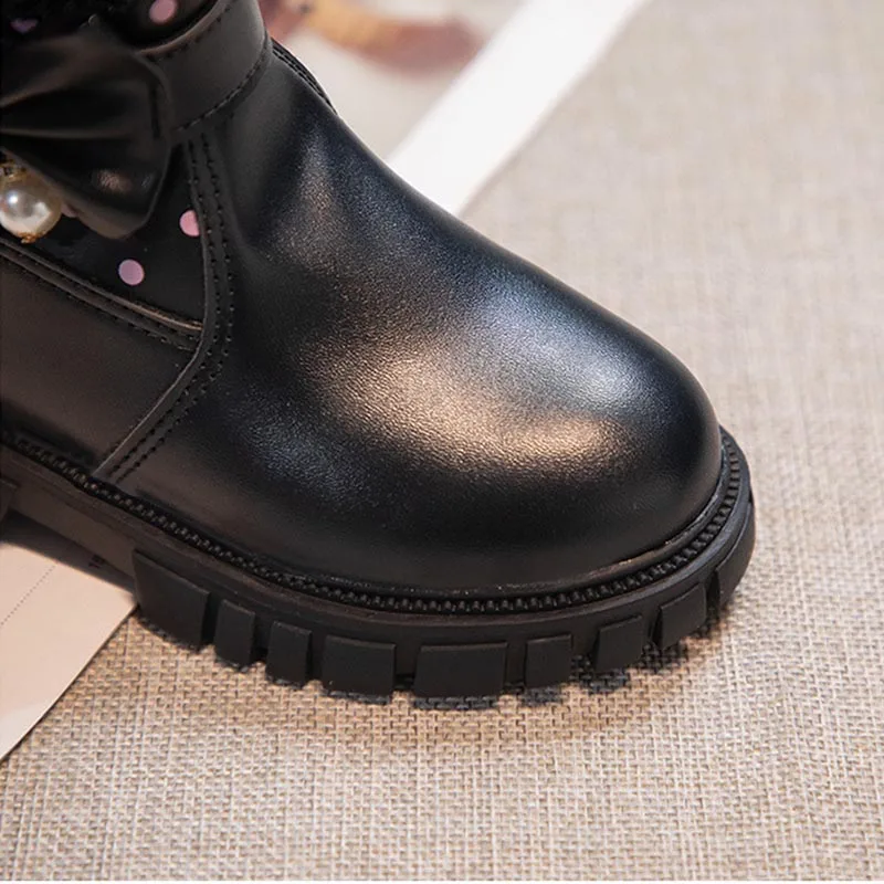 Botas monocromáticas com fivela, sapatos de criança, sapatos casuais infantis, versátil, novo, simples, arco, moda, primavera, 2022