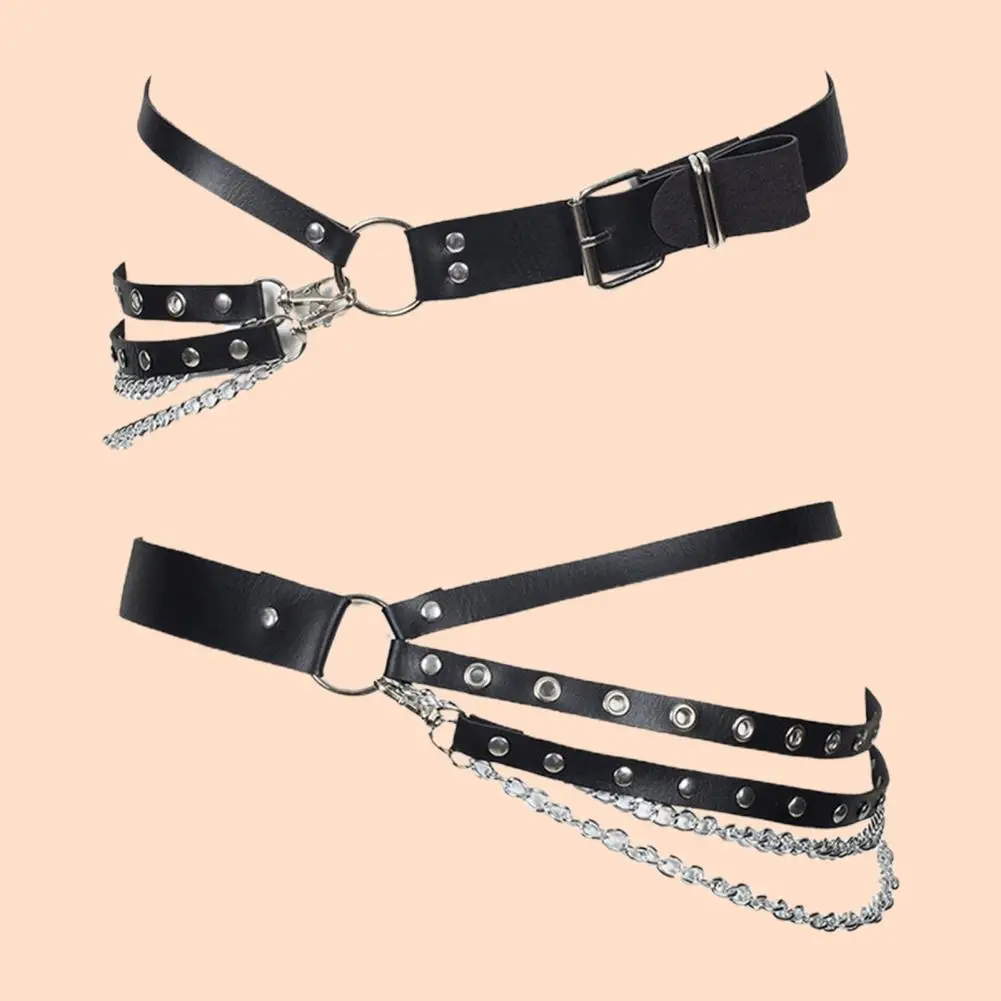 

Trendy Women Waistband Faux Leather Lady Club Belt Multi Straps Punk Pants Matching Women Waist Strap Match Clothes