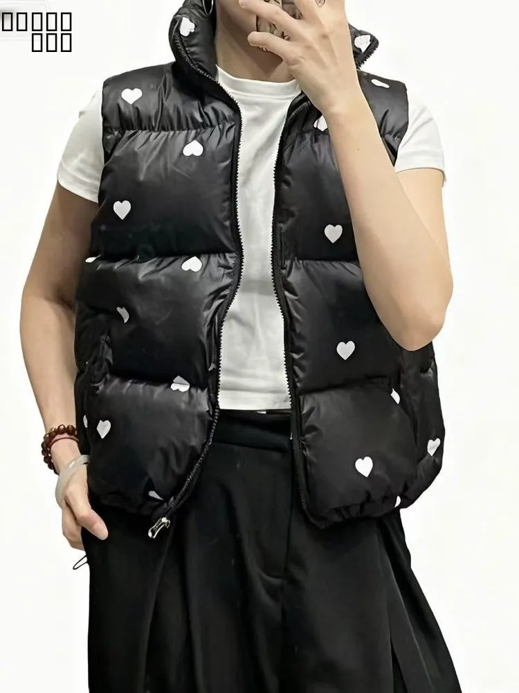 

Color Blo Heart Svel Cotton Vest Women's Stand Collar Loose Autumn Winter Jaet Warm Sweet oulder Trendy Outerwear