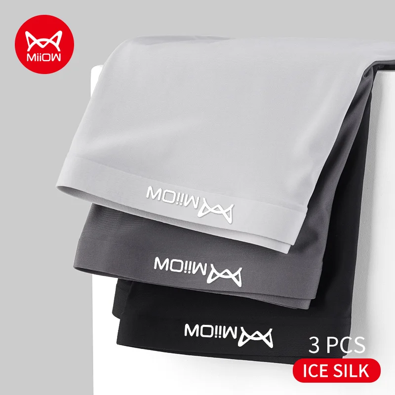 MiiOW 3Pcs Eis Seide Männer Unterwäsche Boxer Schlüpfer der Männer Komfortable Graphene Sexy Unterhose Boxer Shorts für Männer MRY005