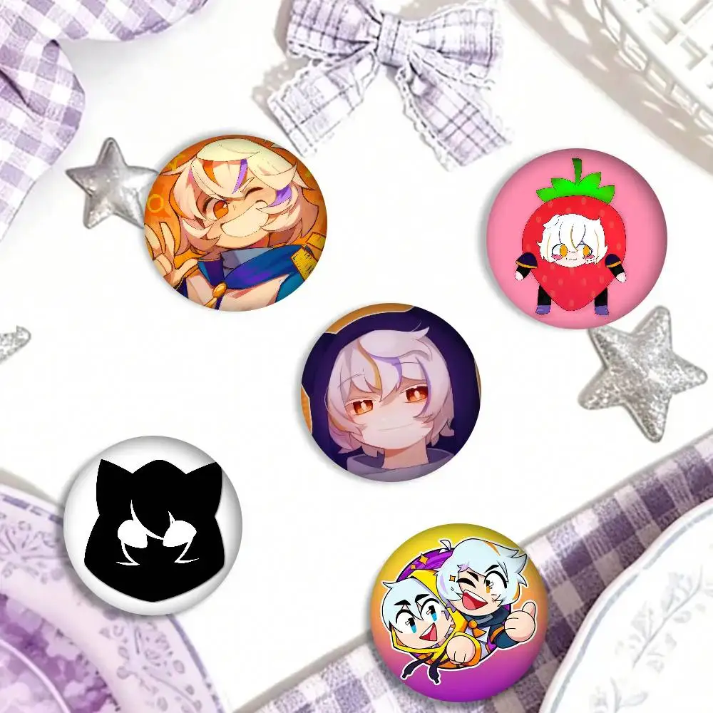 Anime C-Chuy Cute M-Mine  Cartoon Brooches Anime Badge Round Handmade Brooch Lapel Pins Jewelry For Backpack Clothes Gifts