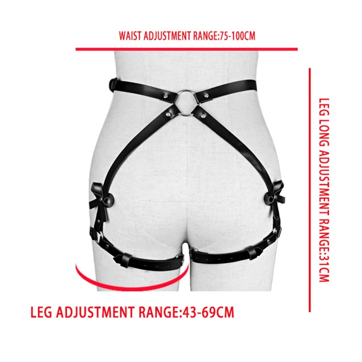 Sexy Bow PU Leather Harness Woman Thigh Garter Sword Belt Butt Wear Suspender Bdsm Bondage Lingerie Waist To Leg Adult Sex Toys - Image 2