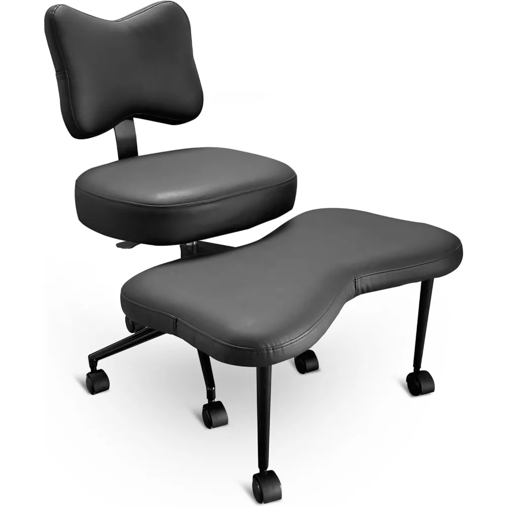 Legged Desk Chair for Adults to do Yoga with Ergonomic Back Support Height Adjustable Seat and Leg Rest