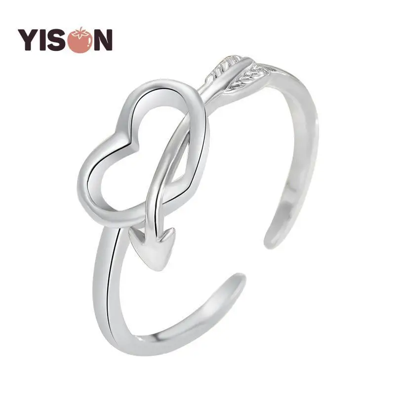 

Exquisite Heart Shape Cupid Bow Arrow Solid 925 Sterling Silver Adjustable Rings For Women Fashion Party Wedding Gift Jewelry