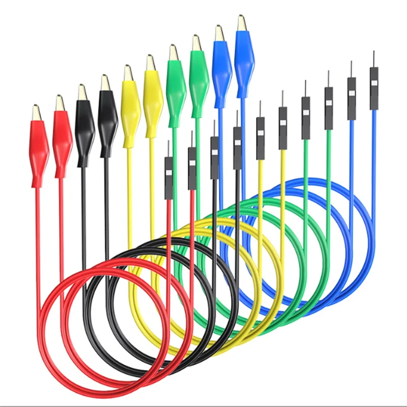 AT82-مقاطع التمساح لينة مرنة سيليكون موصلات اختبار ذكر أسلاك توصيل معزز للوحة الخبز للاختبار الكهربائي P1533