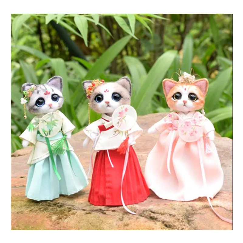 

Ancient style Hanfu kitten wool needlepoint kit wool felt needle felting keychain craft needlecraft DIY handmade