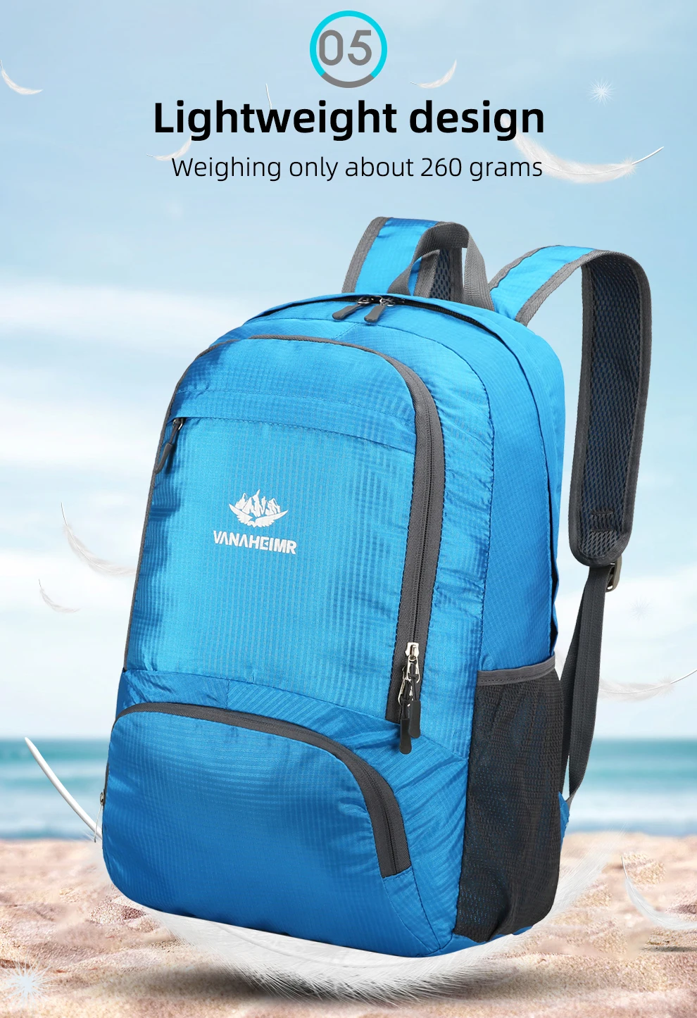 23l packbarer Rucksack faltbare ultraleichte Outdoor-Reisetasche großer zusammen klappbarer Rucksack Wander reise rucksack Bergsteiger-Tages rucksack Geringes Gewicht hohe Kapazität Wasserabweisendes Gewebe Top Punc – Detail 8