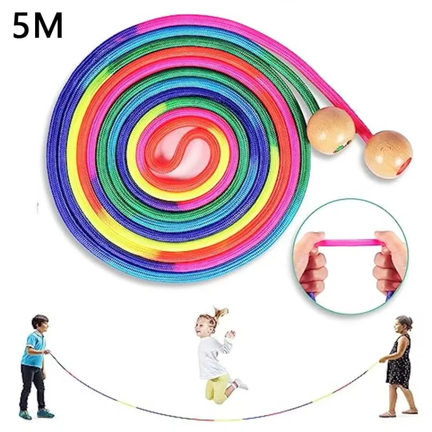 Cuerda para saltar en grupo para niños 5m, cuerda larga arcoíris, cuerda para saltar velocidad estudiantes