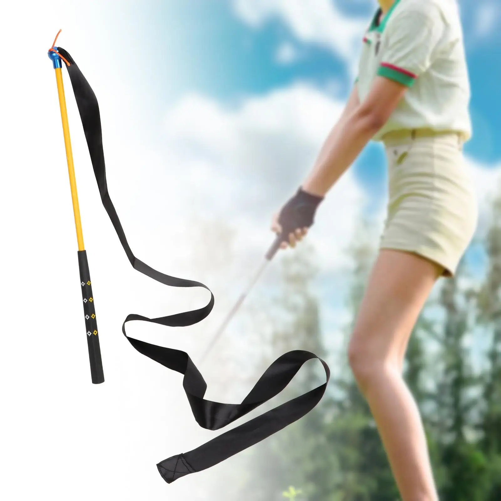 

Golf Swing Trainer Aid with Ribbon Training Warm up Stick for Kids Beginners