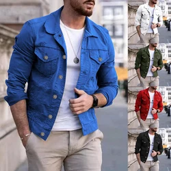 Giacca di velluto a coste sottile da uomo primaverile giacca di velluto a coste coreano da uomo Casual in Denim da lavoro Top