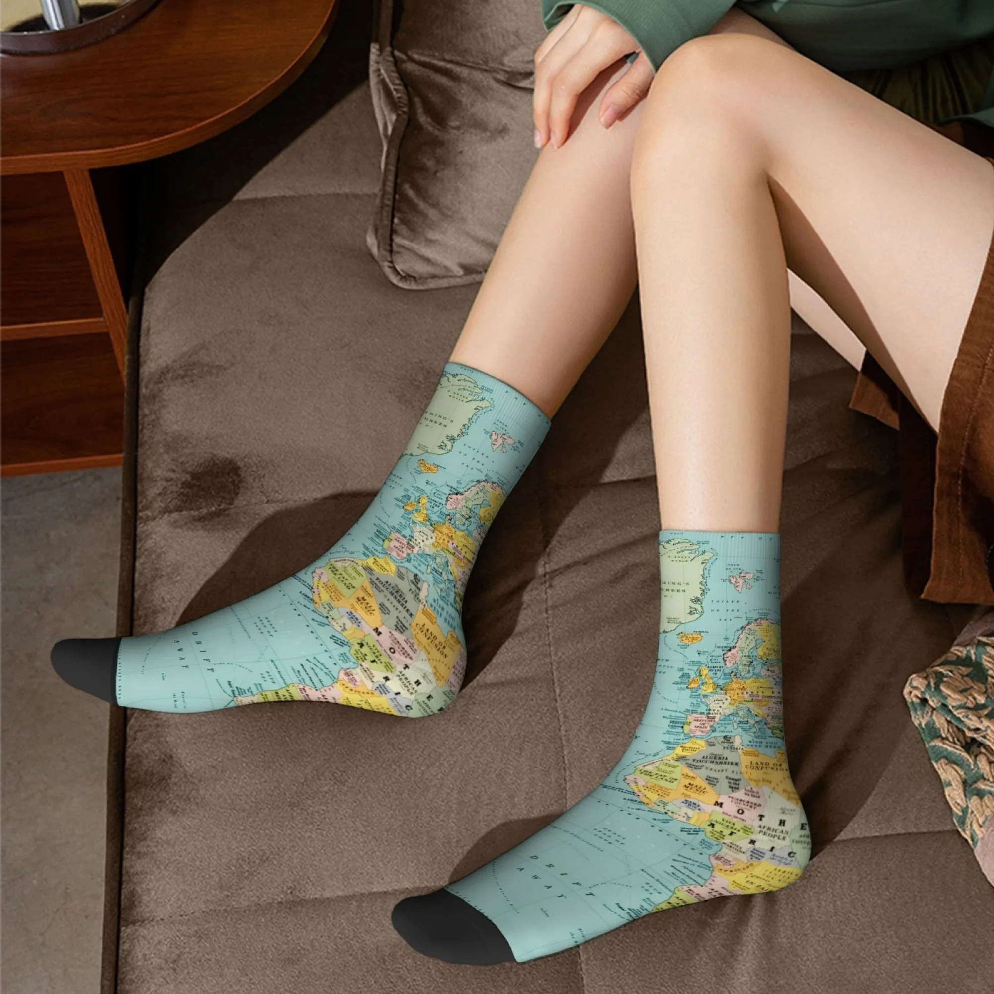 Calcetines divertidos y peculiares inspirados en viajes para hombre, diseño de mapa del mundo Vintage, estilo Hip Hop, novedad, calcetines informales, regalo de Festival