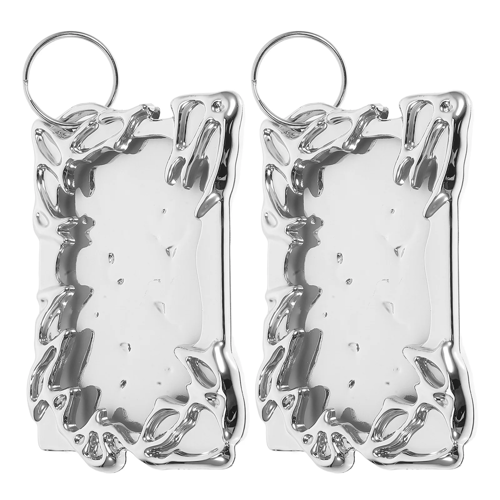 

2Pcs Modern Mini Photocard Frame Lightweight Plastic Irregular Shape Keychain Holder for Tabletop Room Decoration