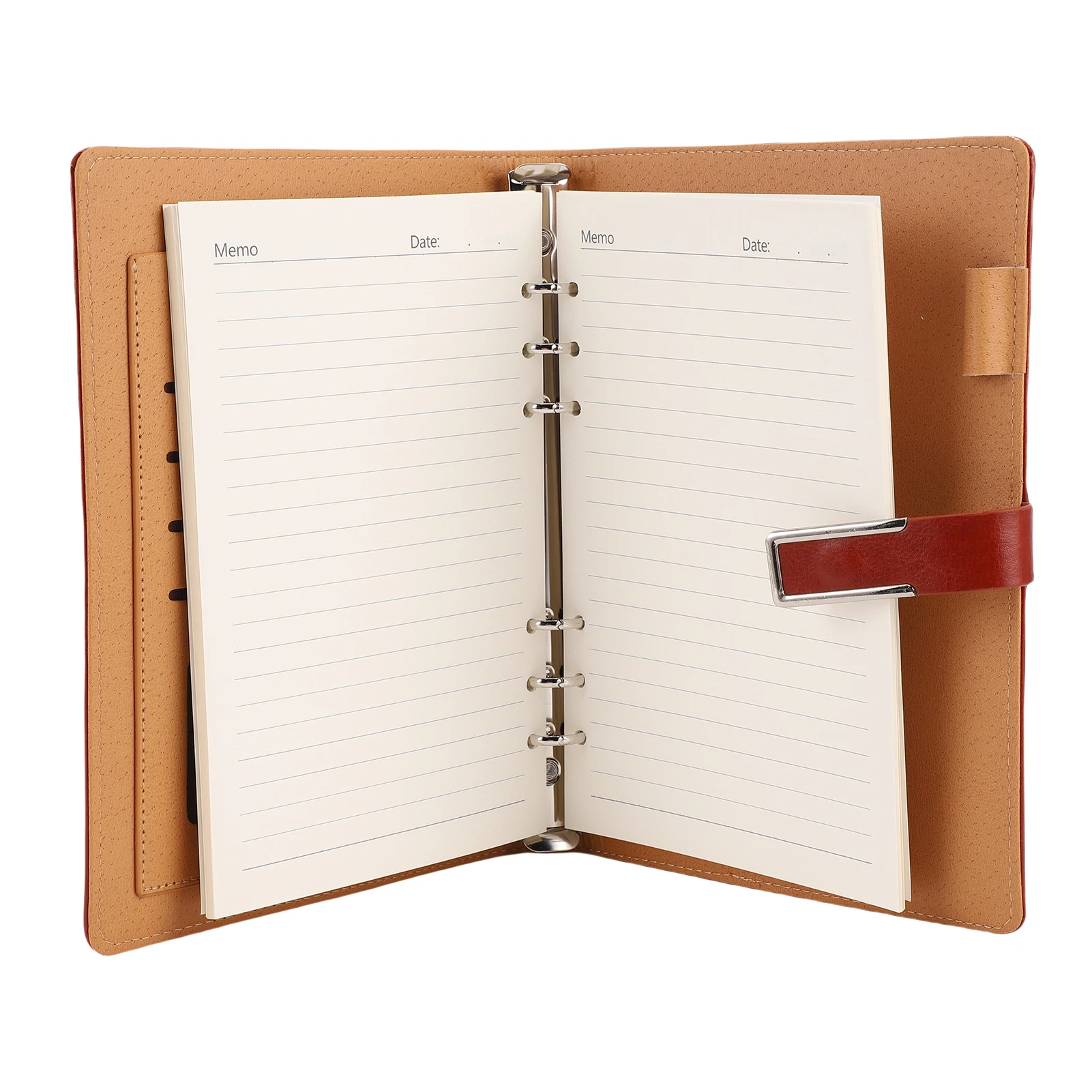 

A5 Binder 6 Rings PU Leather Binder Magnetic Closure Refillable Notebook Binder with 80 Sheets Paper