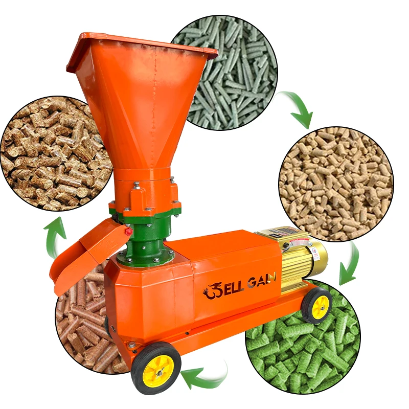 Animal food mixer pelletizer fish chicken poultry feed pellet making machine small flat die wood pellet machine 1200kg/h