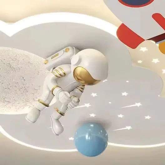 

Creative Astronaut Chandelier For Kids Room Girl Boys Bedroom Ceiling Lamp Cartoon Cute Lustre Baby Child Rocket Ceiling Lights