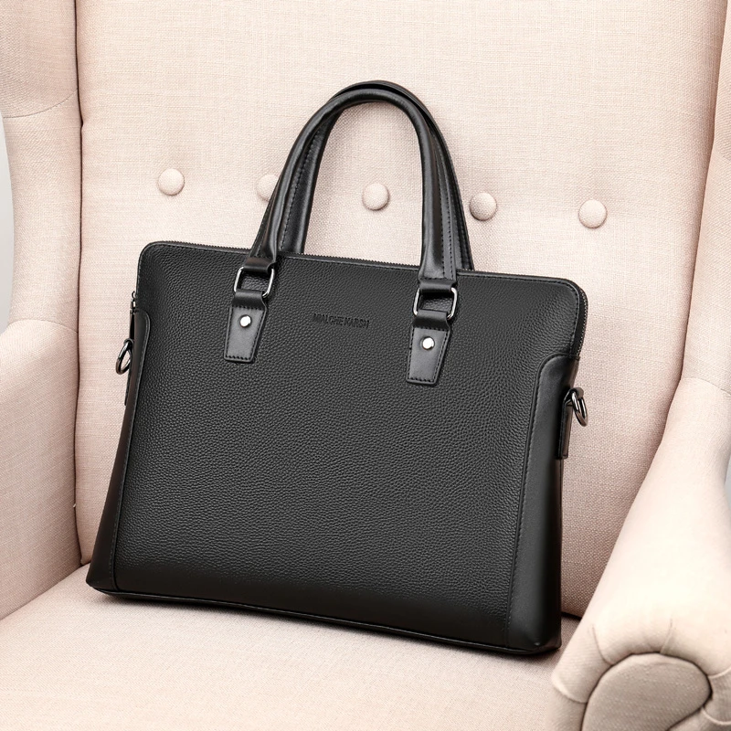 جديد فاخر البقرة جلد طبيعي رجال الأعمال حقيبة الذكور حقيبة حقيبة كتف الرجال حقيبة ساعي الصلبة حمل حقيبة حاسوب