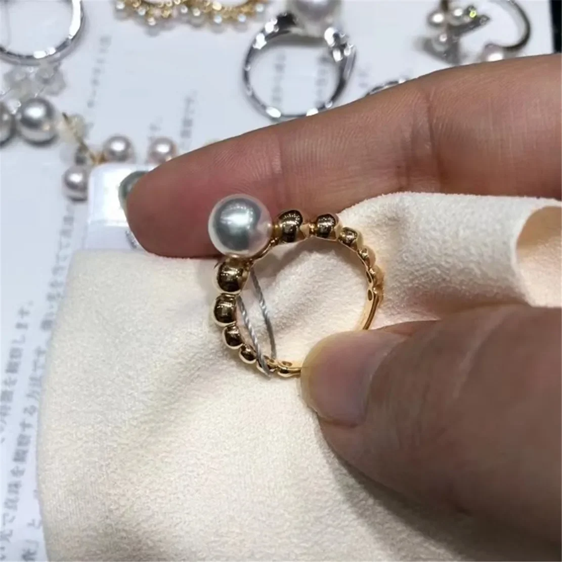 

925 Stamped Alloy Gold-Plating Adjustable Pearl Ring Holder DIY Jewelry Findings, Craft Supplies for Handmade Rings No Pearl