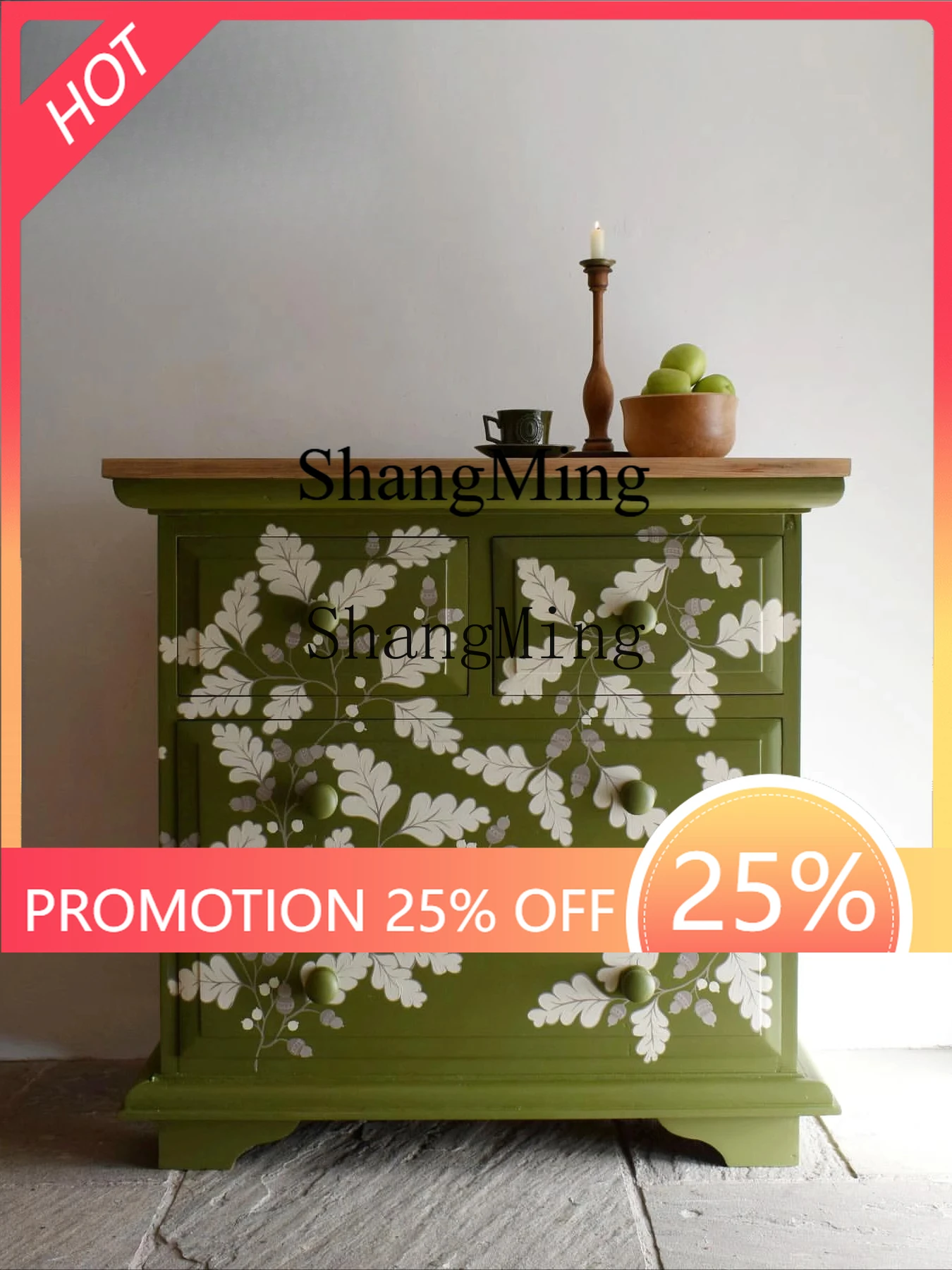 

CL wood retro hand-painted living room dining side cabinet modern simple storage locker furniture