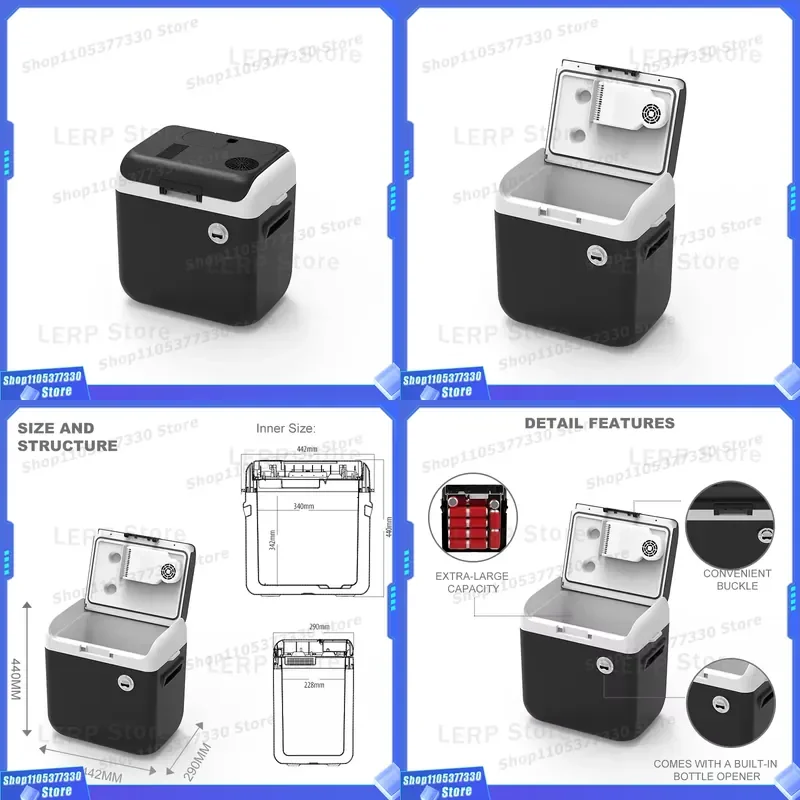 Factory New Model 25L Big Capacity AC DC Portable Handle Home Car Mini Camping Fridge Travel Cooler Box With or Without